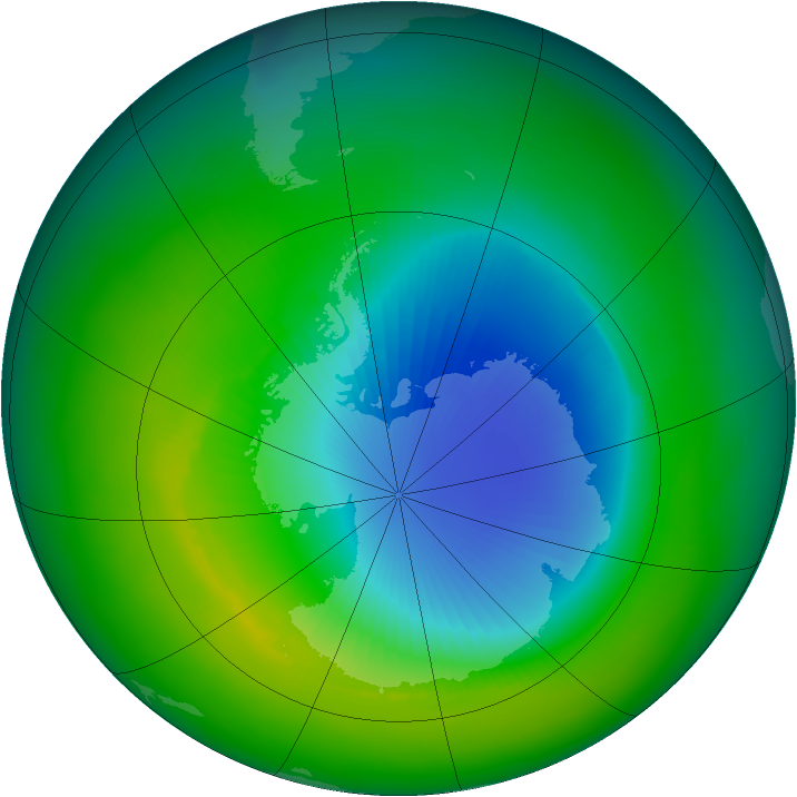 Antarctic ozone map for November 1985